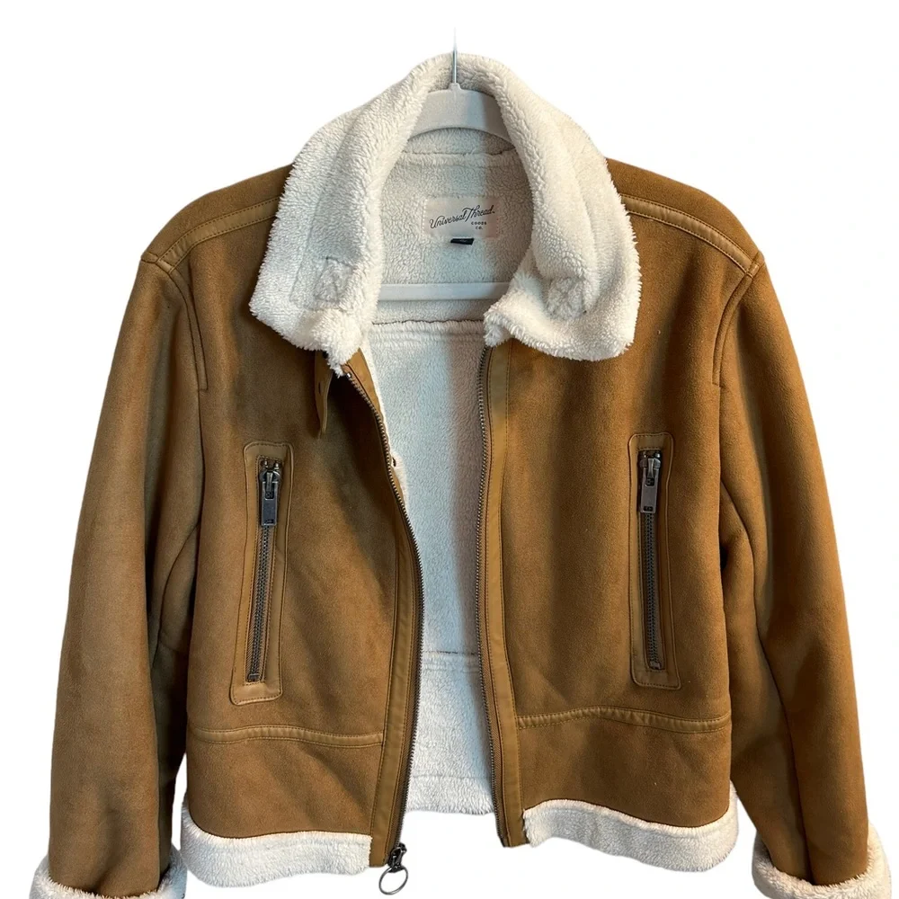 Universal Threads Bomber Faux Suede & Sherpa Moto Jacket. Size Medium. - Picture 5 of 12